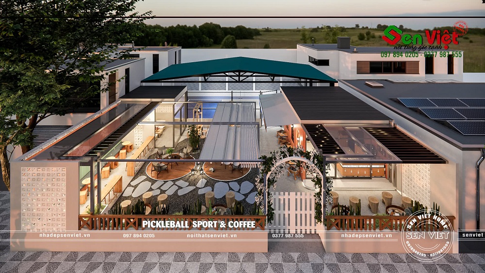 Thiết Kế Nội Thất Quán Cà Phê Kết Hợp Với Sân Pickleball