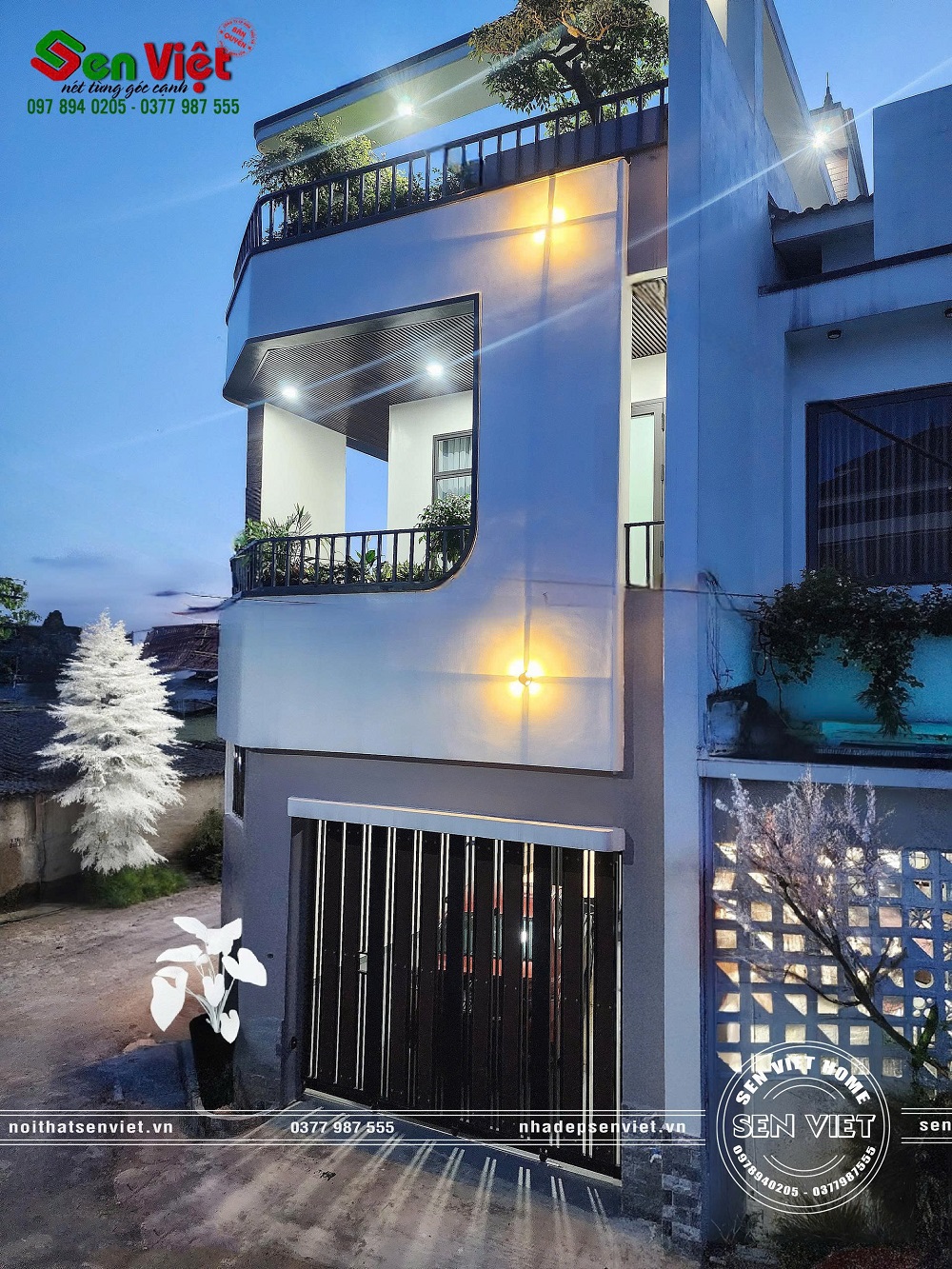 Thi công hoàn thiện nội ngoại thất nhà phố hiện đại 3 tầng 