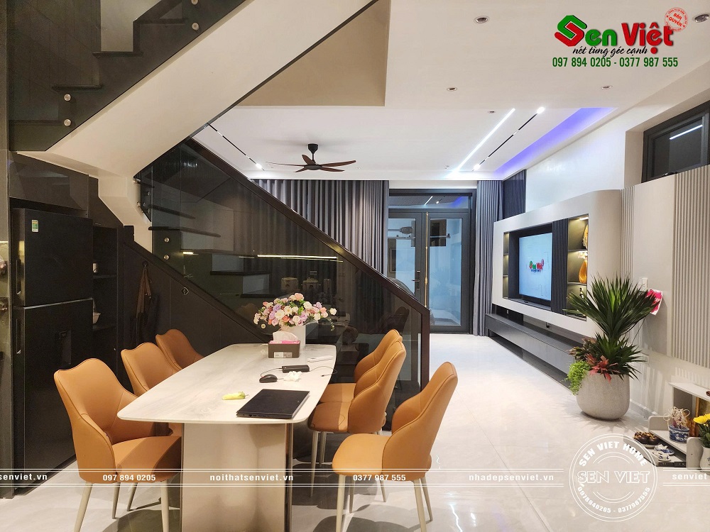 Thi công hoàn thiện nội ngoại thất nhà phố hiện đại 3 tầng 