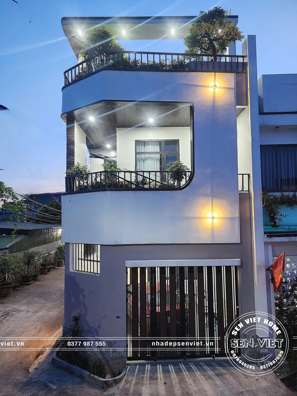 Thi công hoàn thiện nội ngoại thất nhà phố hiện đại 3 tầng 